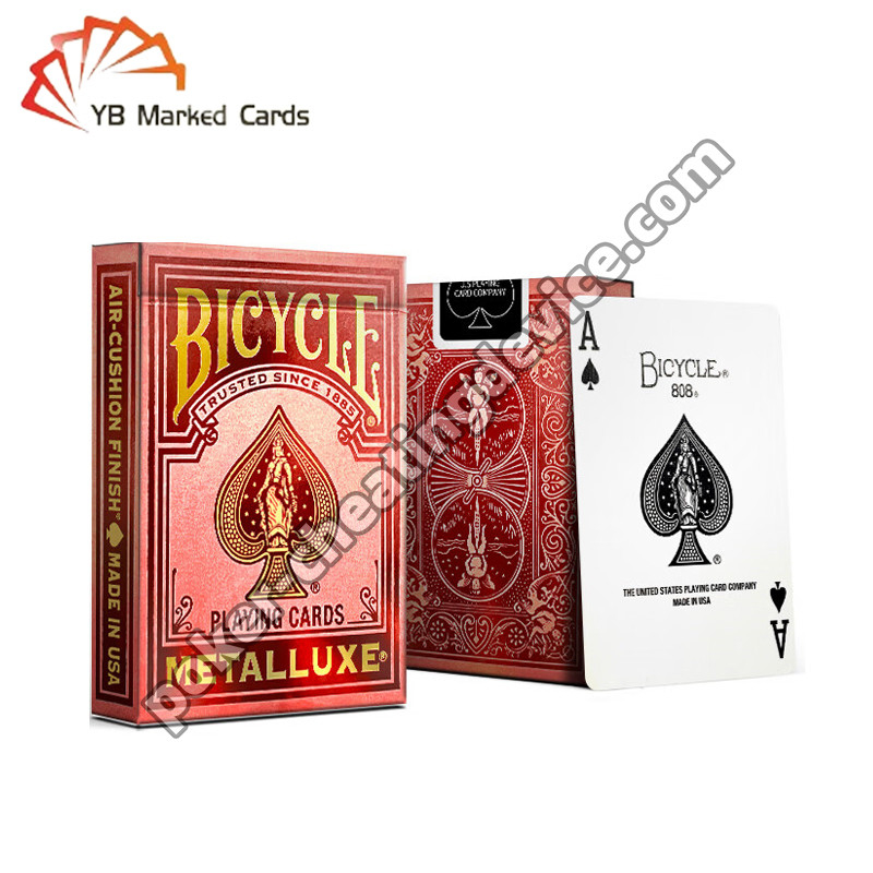 Sepeda Bermerek Kartu Poker Emas Mewah Stamping Lava Merah Untuk Poker Curang Kacamata