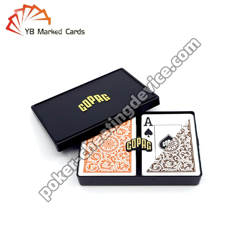 Copag Neoteric 100% Plastik Barcode ditandai Dek Oranyeu Brown Double Deck Set