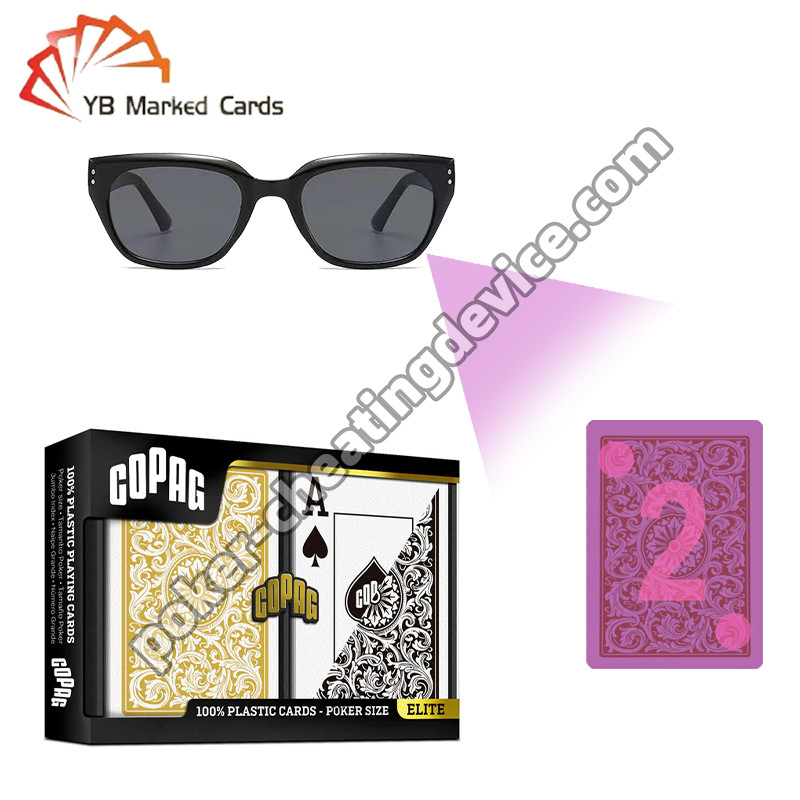 Copag 1546 100% Plastik Invisible Infrared ditandai Kartu Hitam / Emas Deck Set
