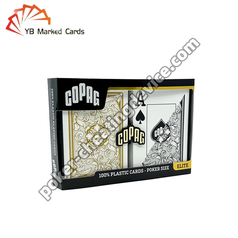 Copag Legacy Seri 100% Plastik Kembali Menandai Kartu Hitam / Emas Deck Set
