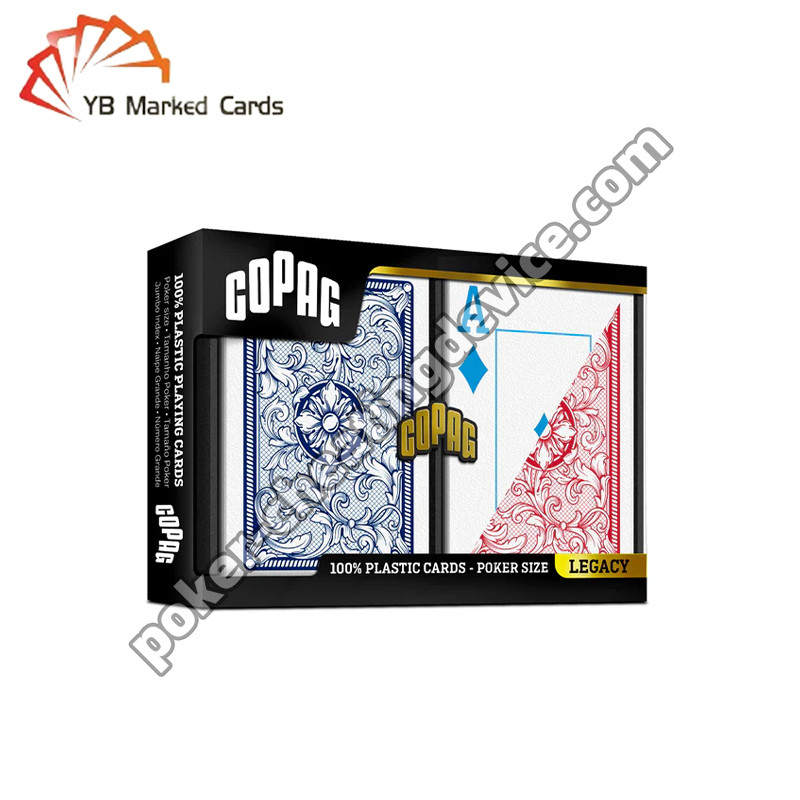 Dek Copag Legacy 4-Warna Barcode Bertanda Jumbo Index Biru / Merah Double Deck