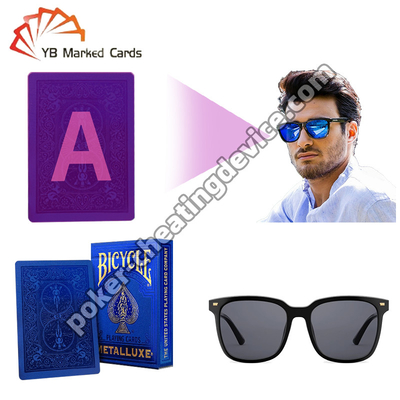 Sepeda Rahasia Tanda Kartu Poker Seri Emas Sapphire Biru untuk Kacamata Matahari Poker