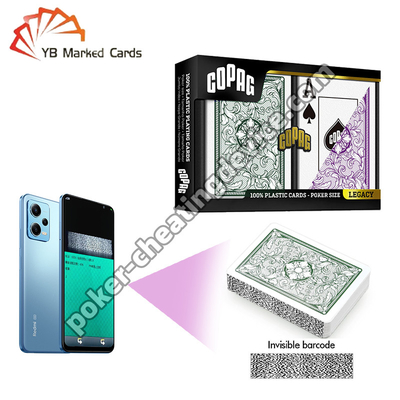 Copag Legacy Seri 100% Plastik Barcode Invisible Cheat Kartu Hijau / Ungu