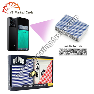 Copag Ekspor 100% Plastik Barcode Cheat Kartu Biru / Merah Double Deck