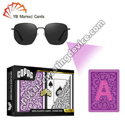 Copag 1546 100% Plastik Kasino Infrared ditandai Kartu Ungu / Grey Deck Set