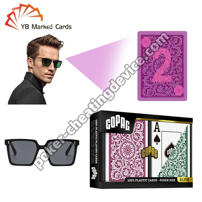 Copag 1546 100% Plastik Lampu ditandai Kartu Burgundy / Deck Set Hijau
