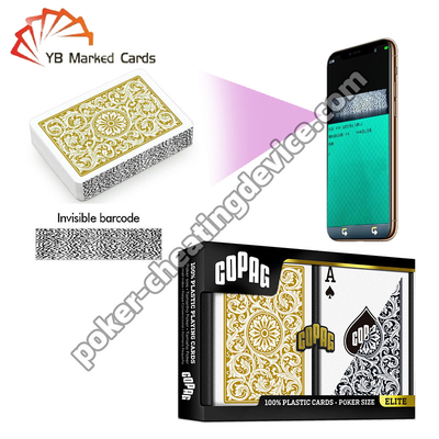 Copag 1546 100% Kartu Barcode Plastik Indeks Reguler Set Deck Ganda Hitam / Emas